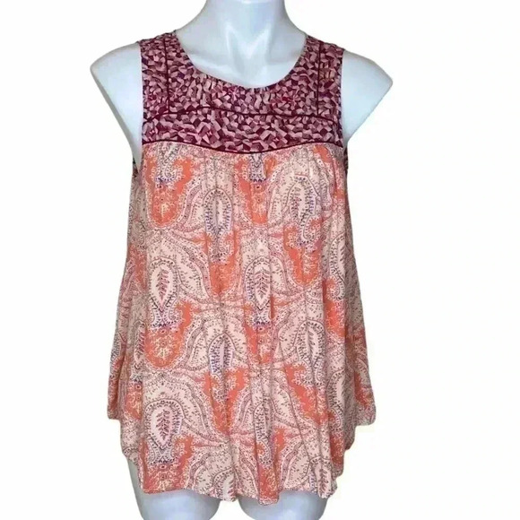 Umgee USA flowing boho bohemian tank top flowey keyhole  back size small - Picture 1 of 4
